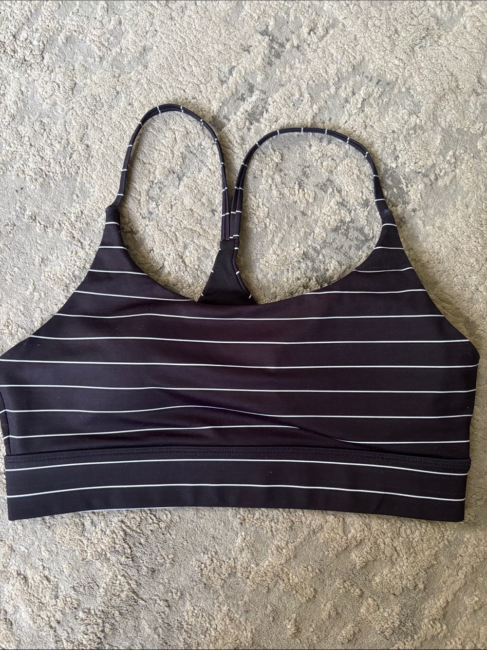 ZYIA Black and White Striped Sports Bralette